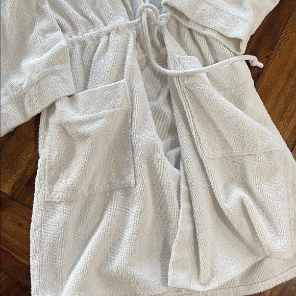Vintage Victoria Secret Country white hooded spa shower robe sz  M/L 100% cotton - Picture 2 of 12